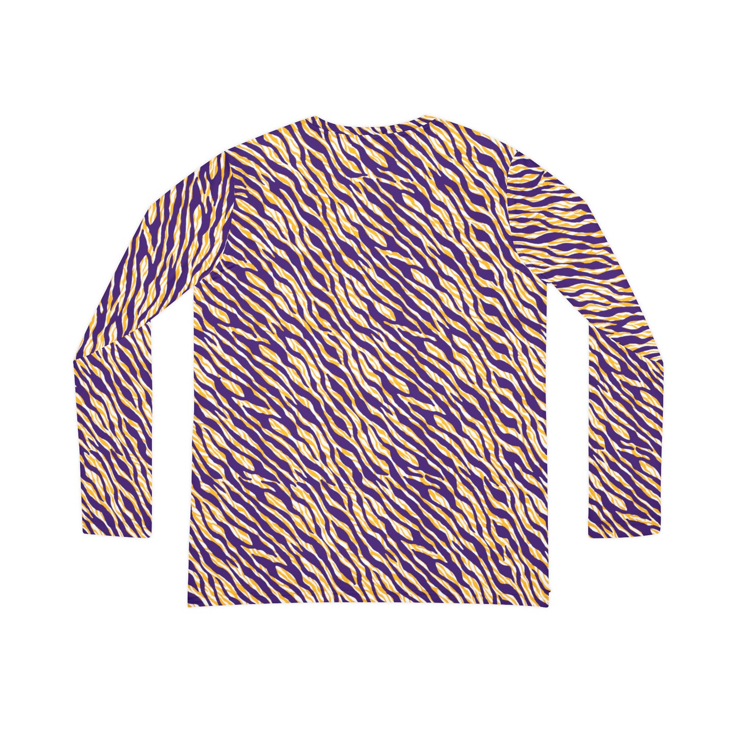Women's Long Sleeve V-neck Shirt - Purple/Gold Zebra Print