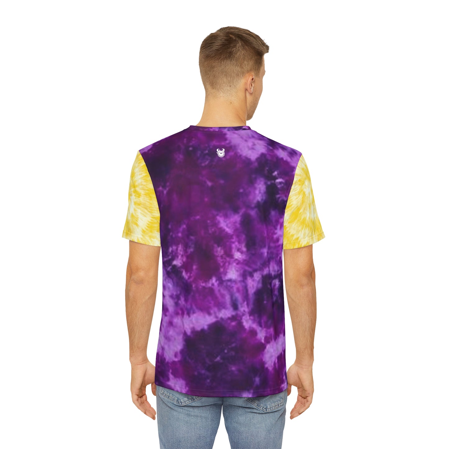 Men's Polyester Tee - Purple/Gold Tie-Dye - Color Blast