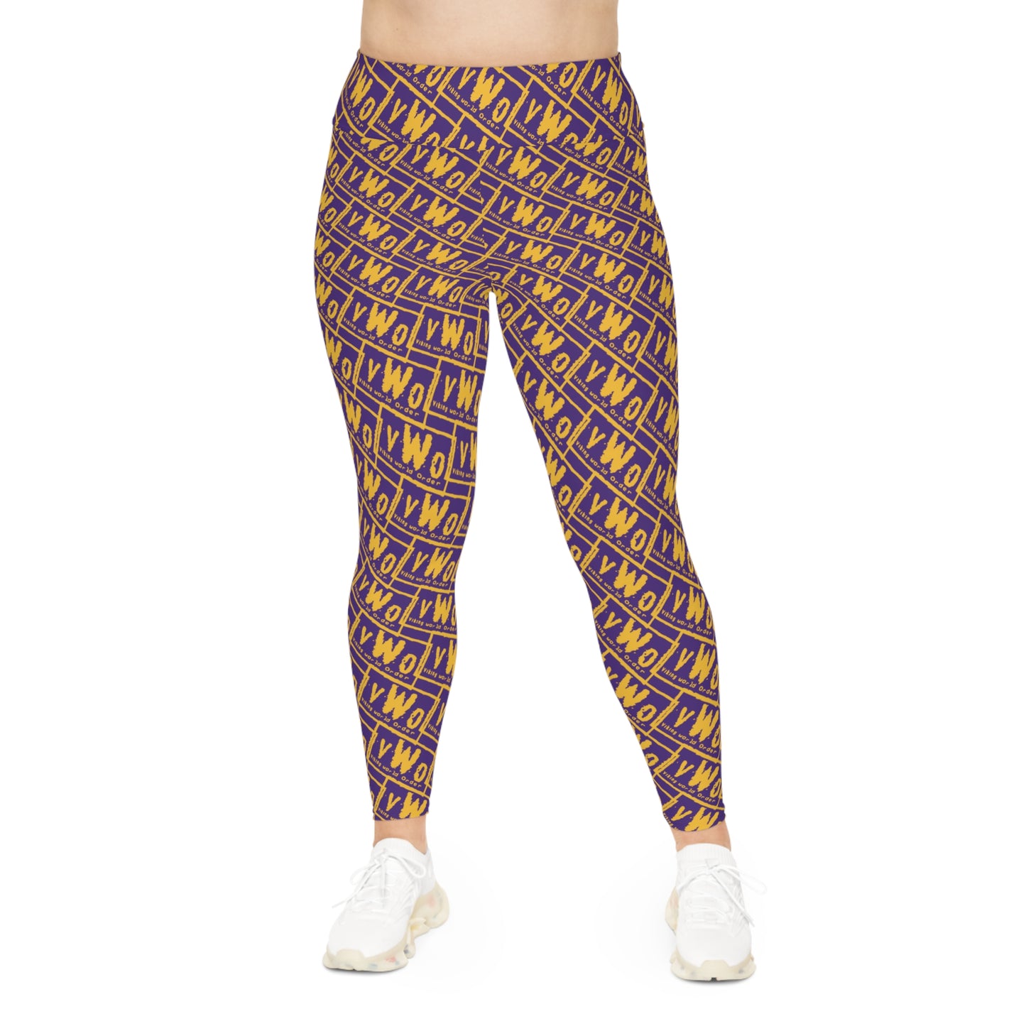 Plus Size Leggings - Purple/Gold - VWO