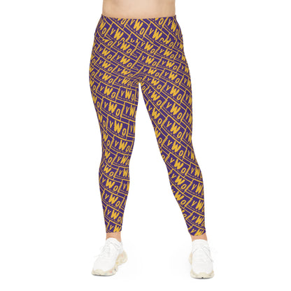 Plus Size Leggings - Purple/Gold - VWO