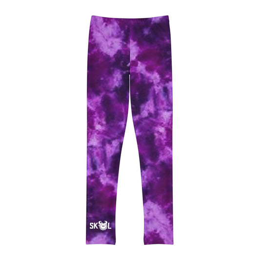 Youth Full-Length Leggings - Purple Tie-Dye