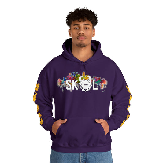 Unisex Heavy Blend™ Hooded Sweatshirt - Skyline + Game Day Helmet (Sleeves)