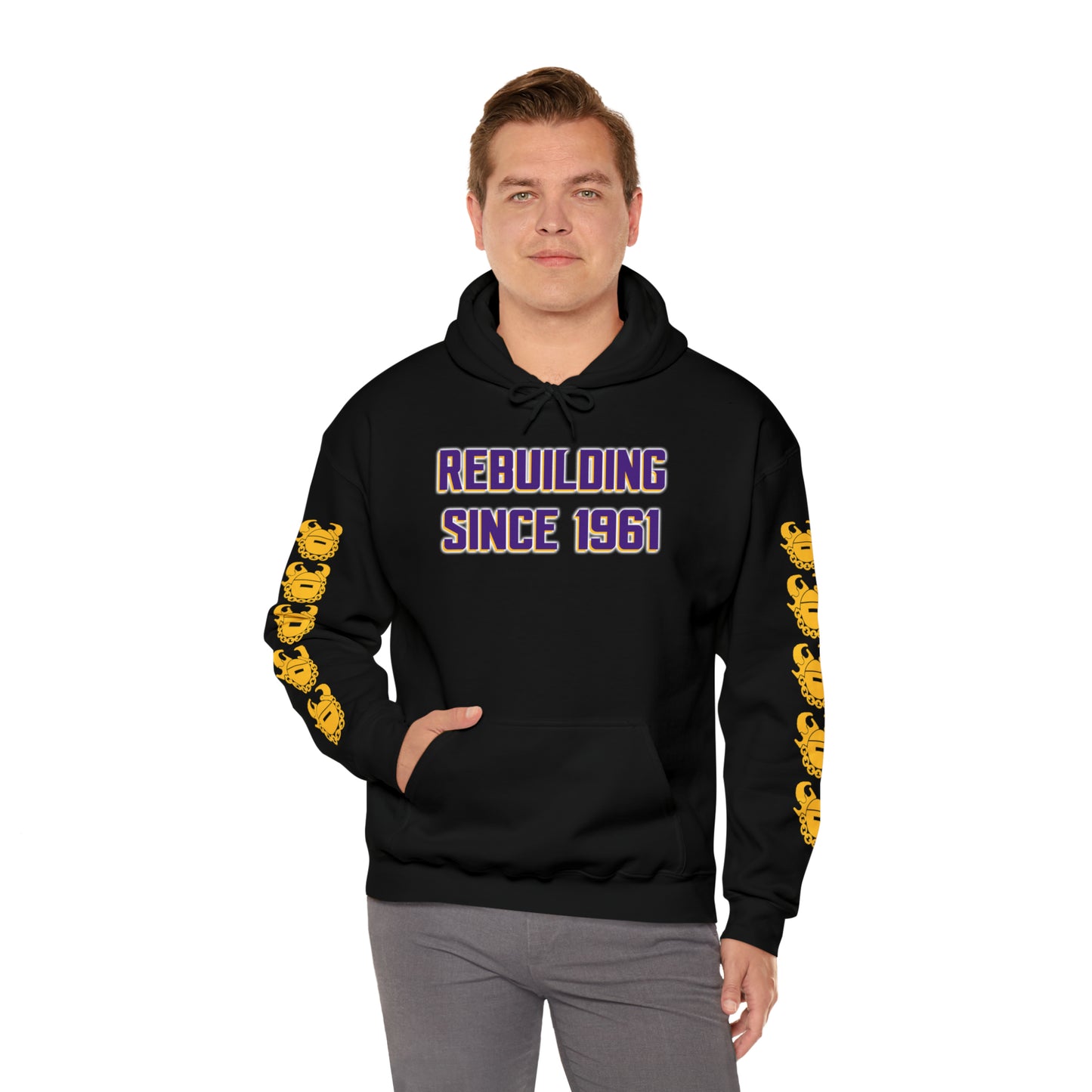 Unisex Heavy Blend™ Hooded Sweatshirt - Rebuilding Since 1961 + Game Day Helmet (Sleeves)