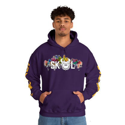 Unisex Heavy Blend™ Hooded Sweatshirt - Skyline + Original (Sleeves)