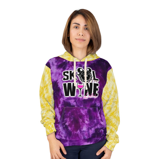 Unisex Pullover Hoodie - Purple/Gold Tie-Dye - WINE later