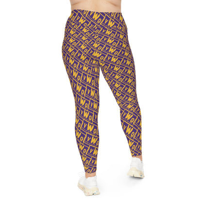 Plus Size Leggings - Purple/Gold - VWO