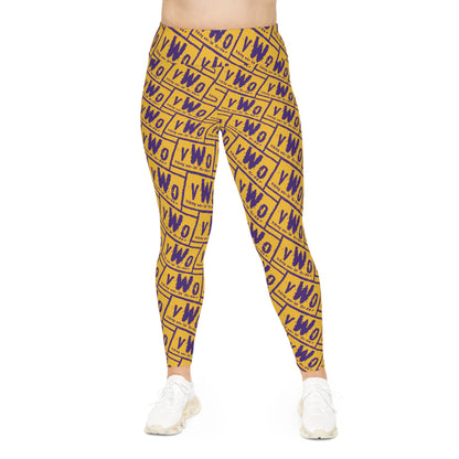 Plus Size Leggings - Gold/Purple - VWO