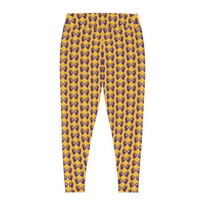 Plus Size Leggings - Gold/Purple Griddy