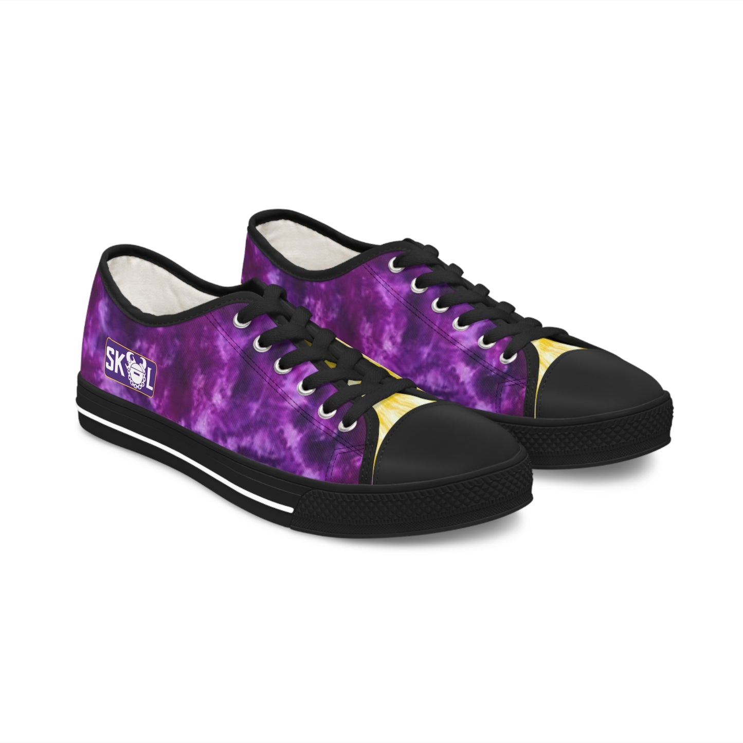 Women's Low Top Sneakers - Purple/Gold Tie Dye