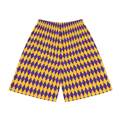 Men’s Sports Shorts - Purple/Gold Diamonds