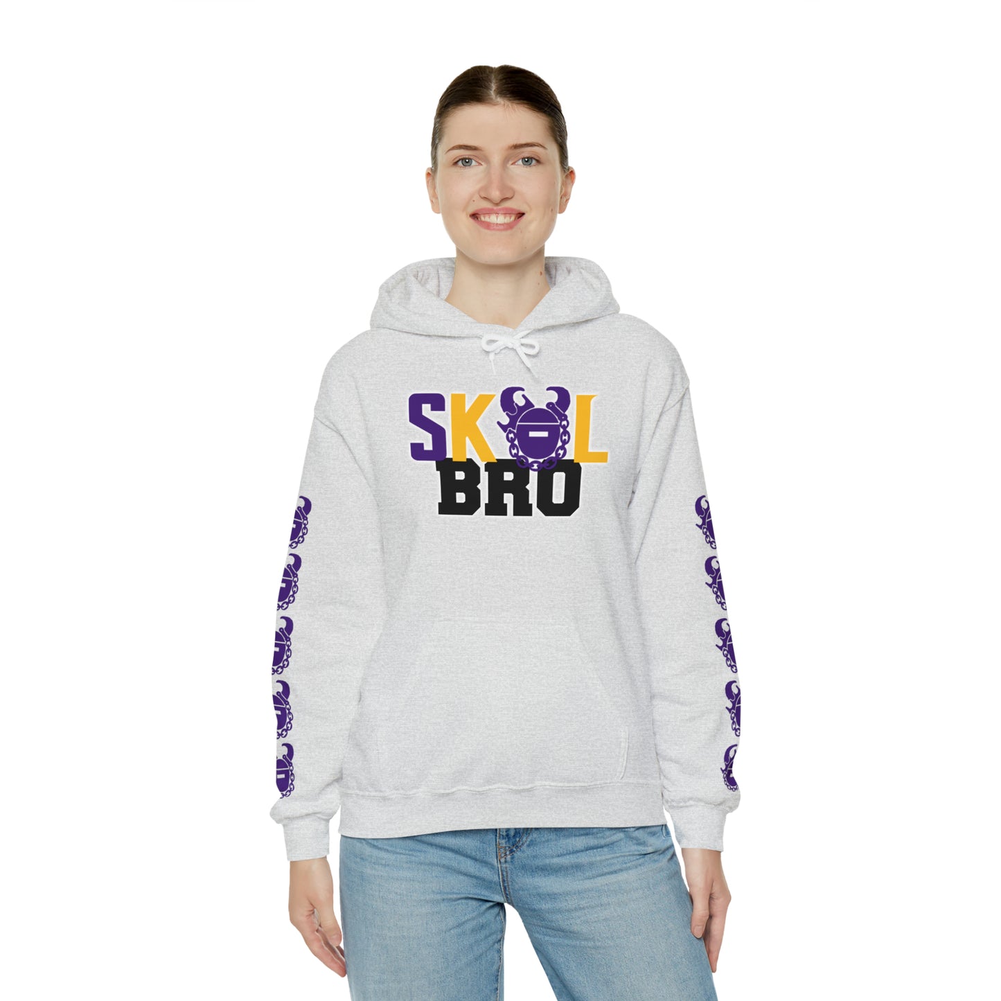 Unisex Heavy Blend™ Hooded Sweatshirt - BRO! + Game Day Helmet (Sleeves)