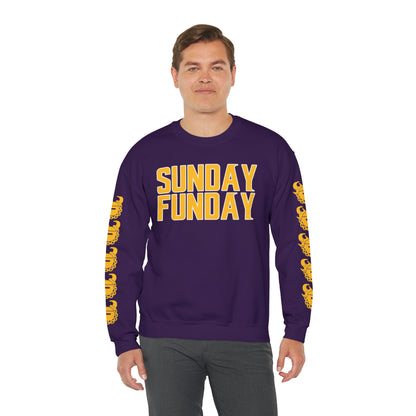 Unisex Heavy Blend™ Crewneck - SUNDAY FUNDAY + Game Day Helmet (Sleeves)