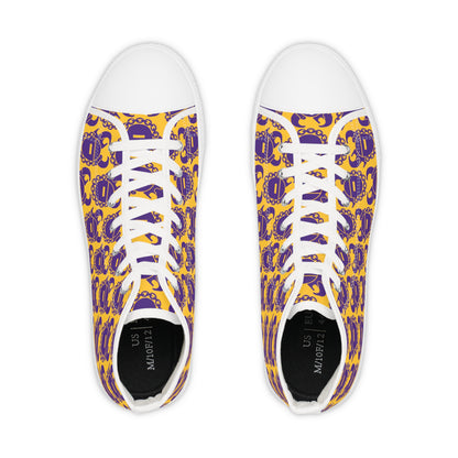 Men's High Top Sneakers - Gold/Purple Helmets