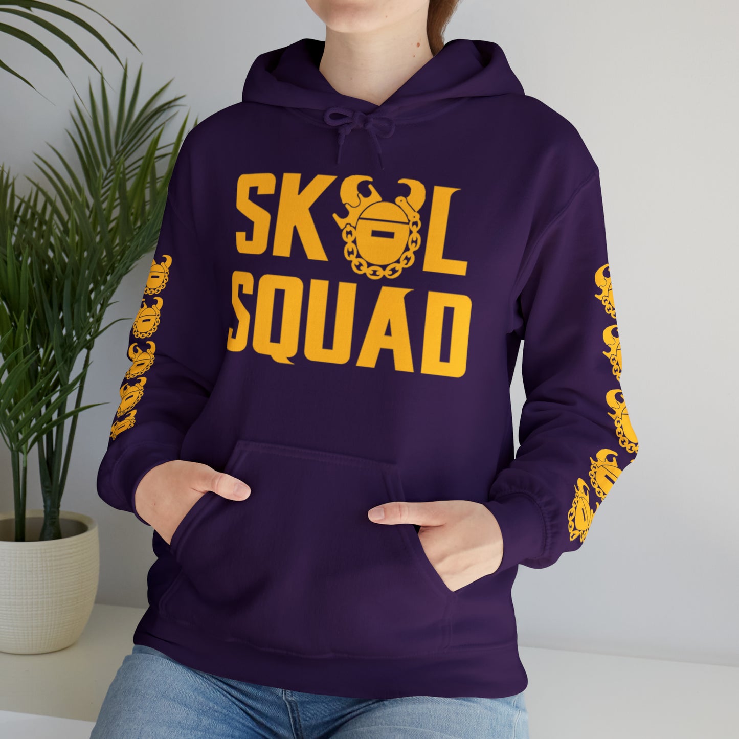 Unisex Heavy Blend™ Hooded Sweatshirt - SQUAD + Game Day Helmet (Sleeves)