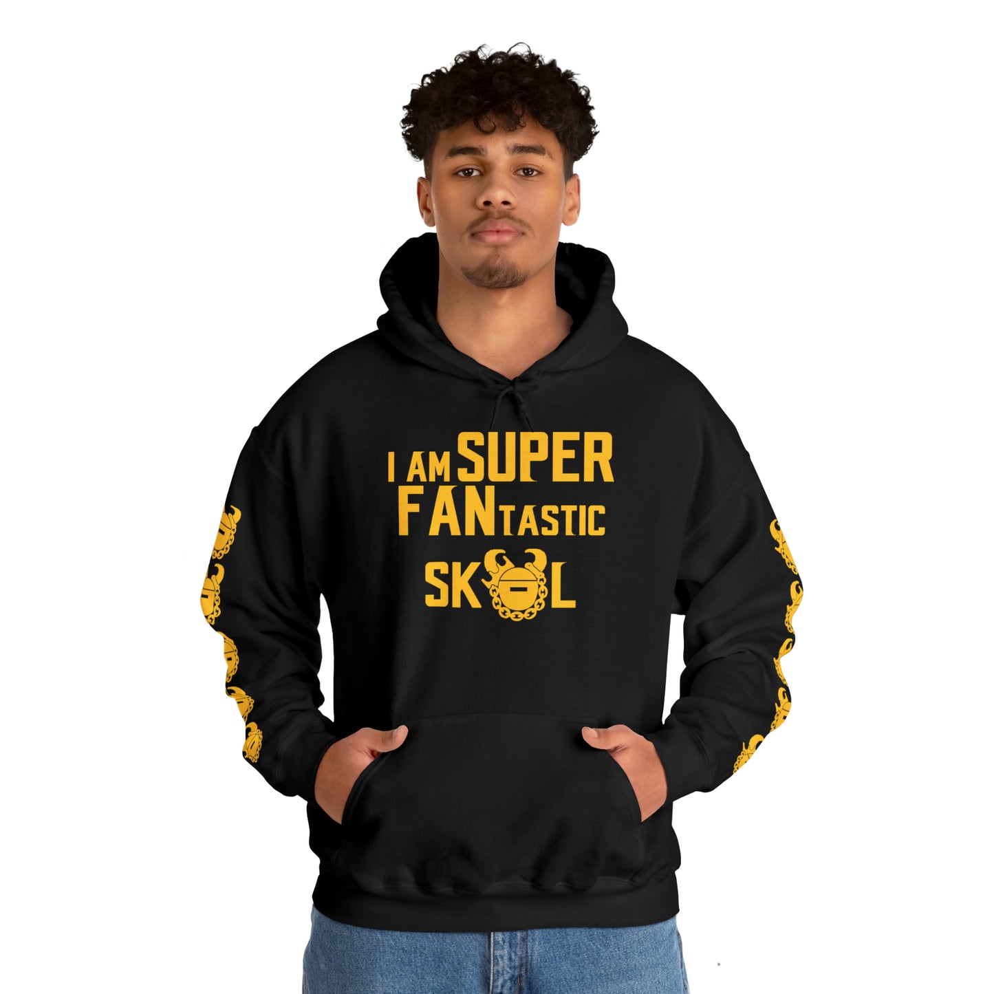 Unisex Heavy Blend™ Hooded Sweatshirt - SUPER FANtastic + Game Day Helmet (Sleeves)