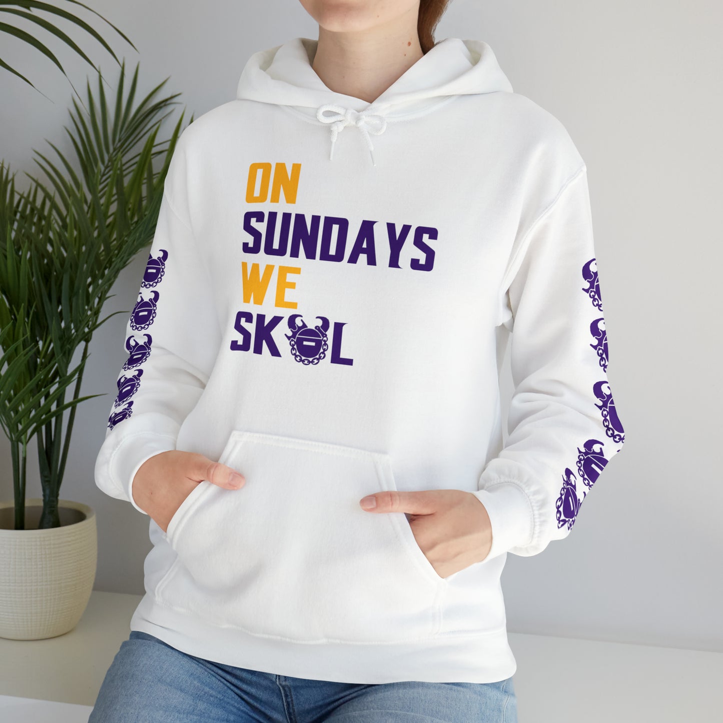 Unisex Heavy Blend™ Hooded Sweatshirt - On Sundays + Game Day Helmet (Sleeves)