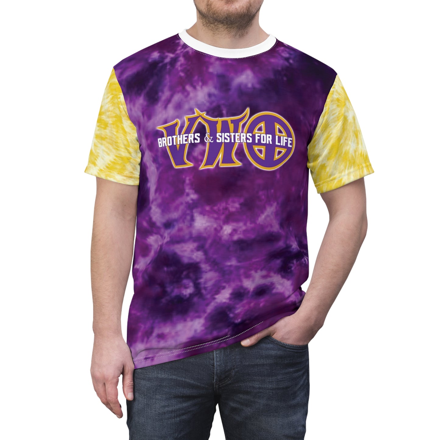 Unisex Cut & Sew Tee - Purple/Gold Tie-Dye - VWO Brothers & Sisters