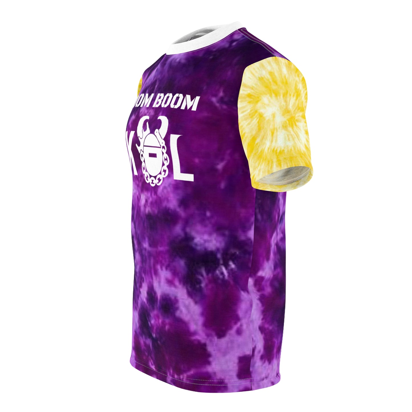 Unisex Cut & Sew Tee - Purple/Gold Tie-Dye - BOOM BOOM