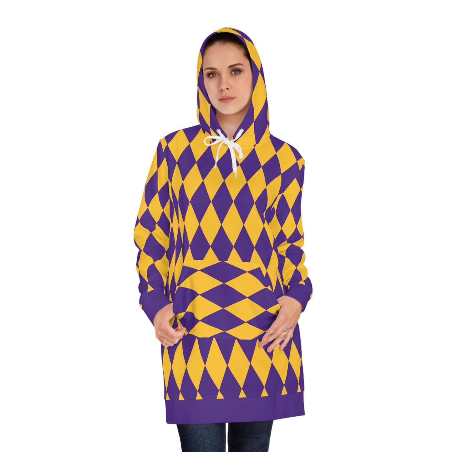 Hoodie Dress - Purple/Gold Diamonds - Game Day Helmet