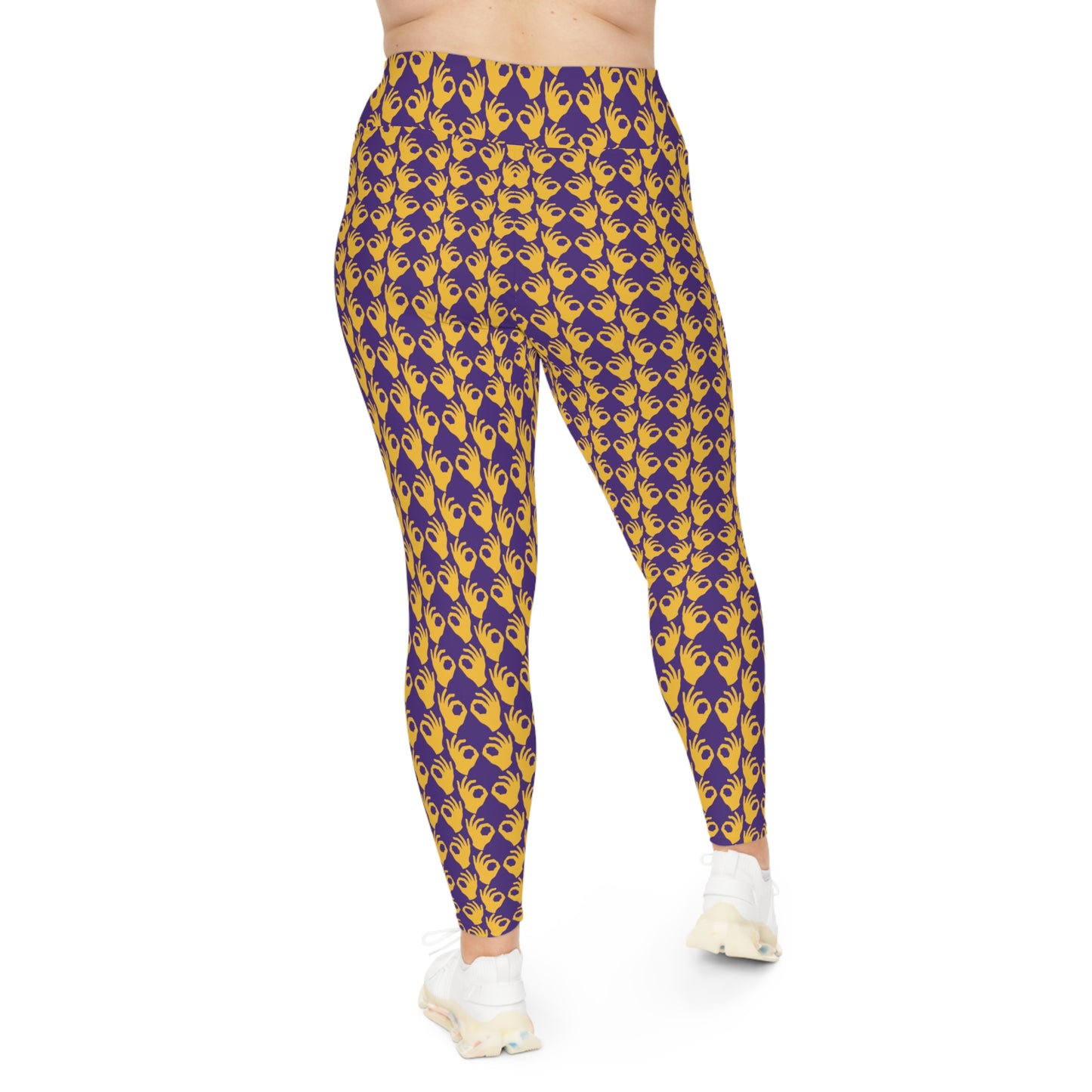 Plus Size Leggings - Purple/Gold Griddy