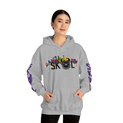 Unisex Heavy Blend™ Hooded Sweatshirt - Skyline + Original (Sleeves)