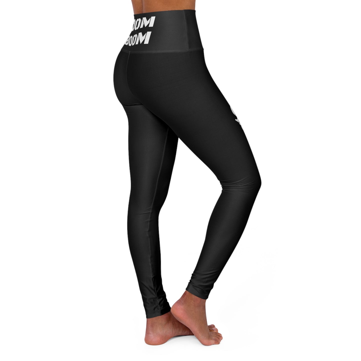 High Waisted Yoga Leggings - Black - BOOM BOOM