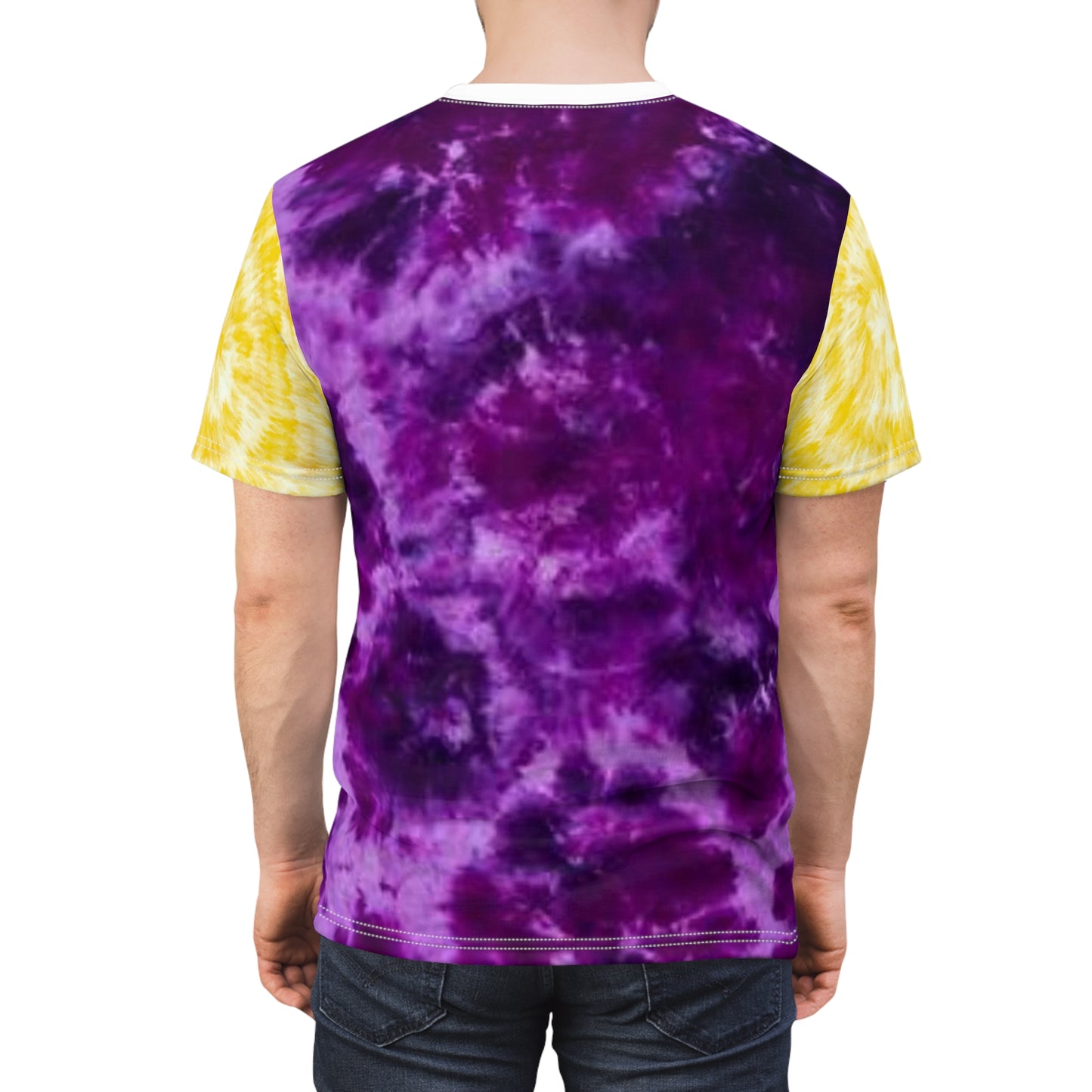 Unisex Cut & Sew Tee - Purple/Gold Tie-Dye - Boom chicka