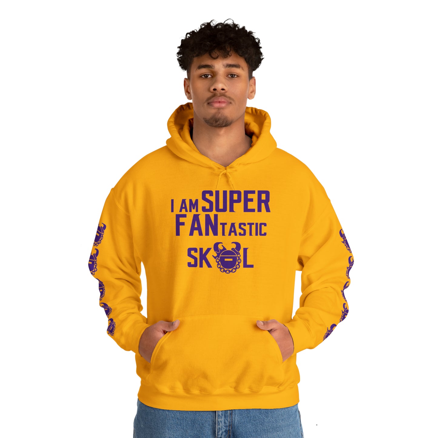 Unisex Heavy Blend™ Hooded Sweatshirt - SUPER FANtastic + Game Day Helmet (Sleeves)