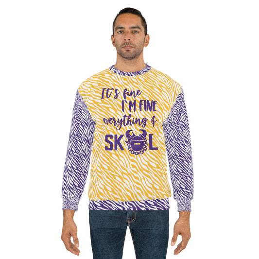 Unisex Crewneck - Purple & Gold Zebra Print - It's Fine