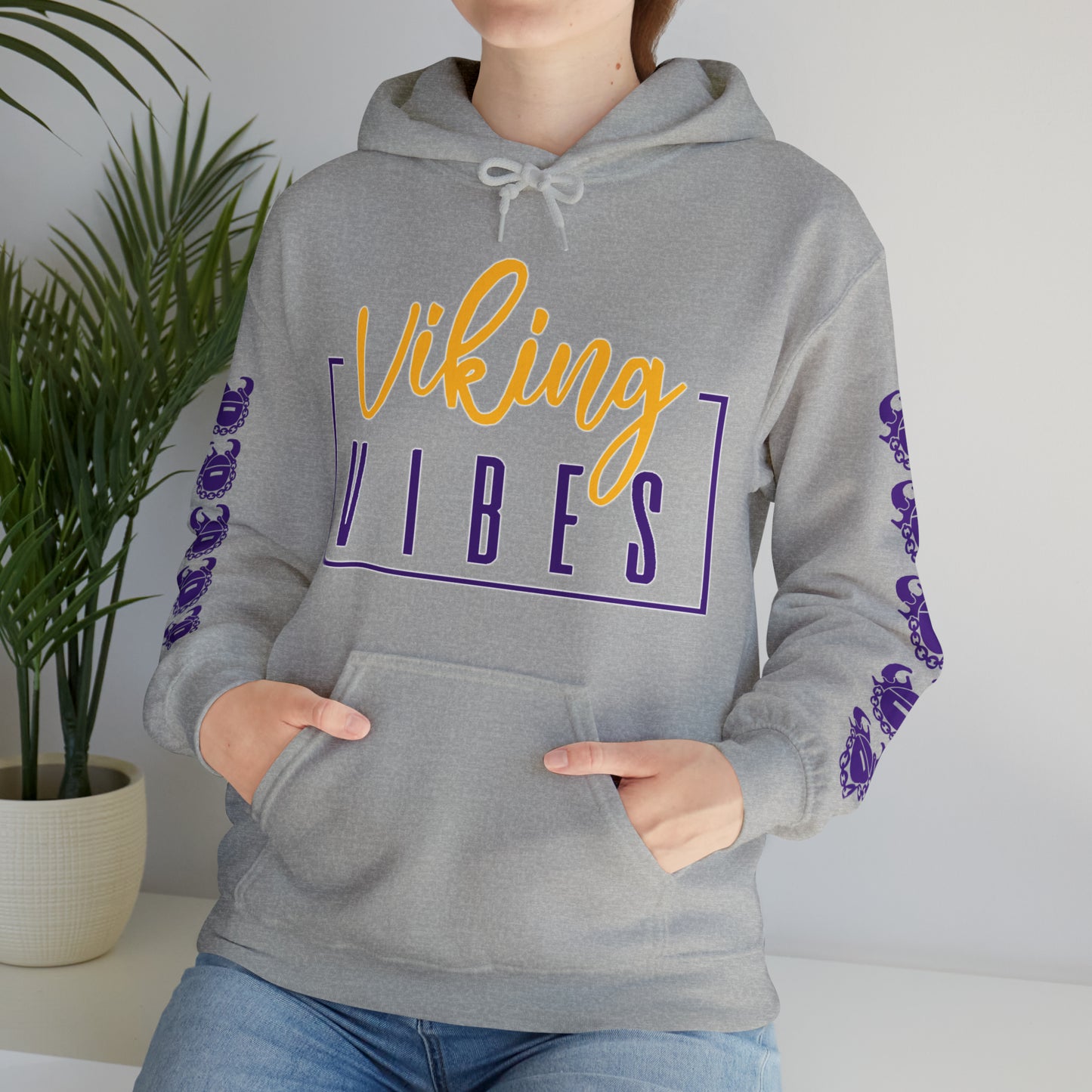 Unisex Heavy Blend™ Hooded Sweatshirt - Vibes + Game Day Helmet (Sleeves)