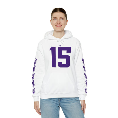 Unisex Heavy Blend™ Hooded Sweatshirt - Jersey #15 + Game Day Helmet (Sleeves)