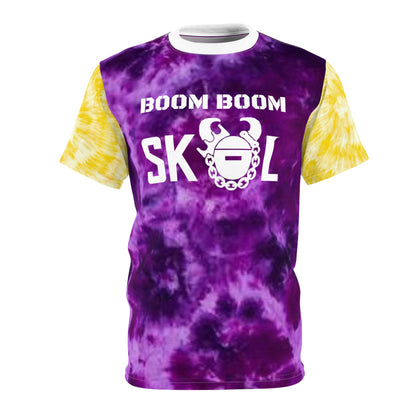 Unisex Cut & Sew Tee - Purple/Gold Tie-Dye - BOOM BOOM