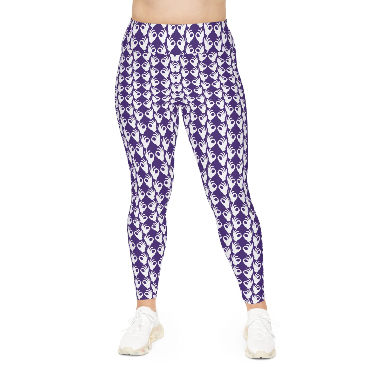 Plus Size Leggings - Purple/White Griddy