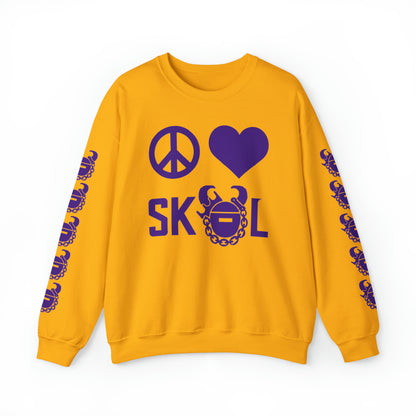 Unisex Heavy Blend™ Crewneck - Peace & Love + Game Day Helmet (Sleeves)