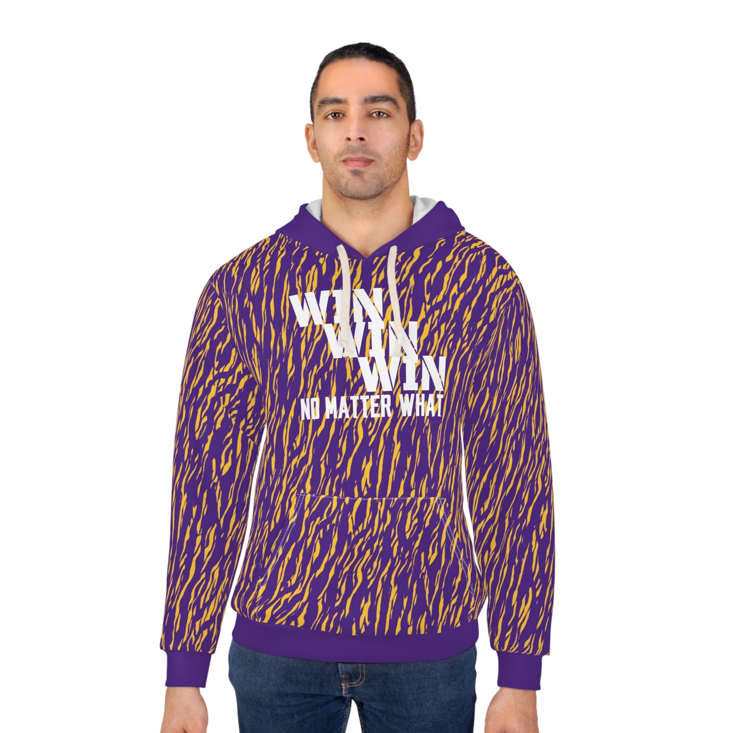 Unisex Pullover Hoodie - Zebra Print, Purple - No Matter What