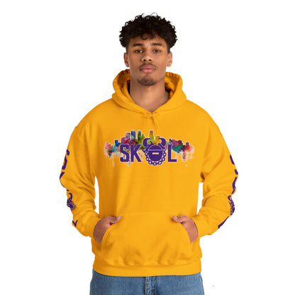 Unisex Heavy Blend™ Hooded Sweatshirt - Skyline + Original (Sleeves)