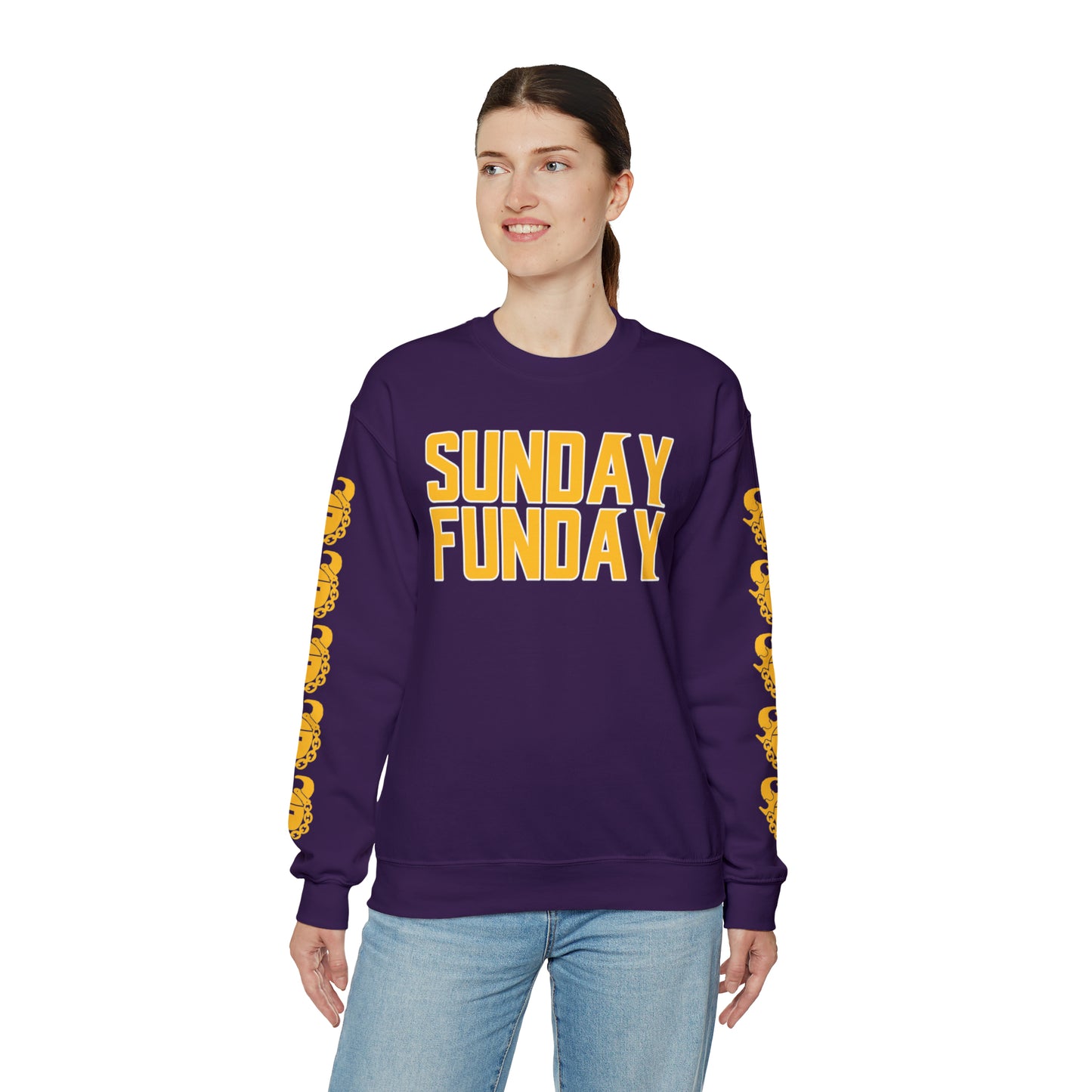 Unisex Heavy Blend™ Crewneck - SUNDAY FUNDAY + Game Day Helmet (Sleeves)