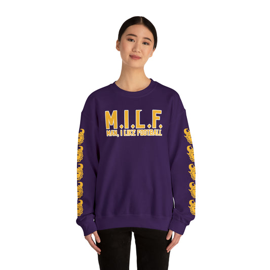 Unisex Heavy Blend™ Crewneck - M.I.L.F + Game Day Helmet (Sleeves)