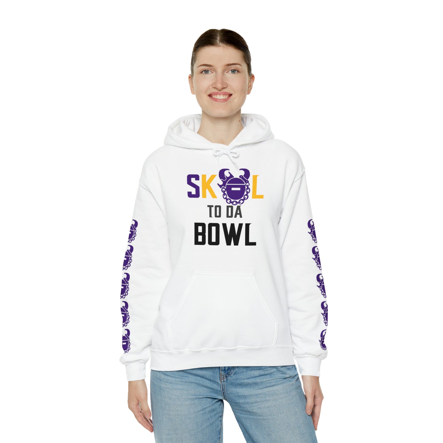 Unisex Heavy Blend™ Hooded Sweatshirt - to da BOWL + Game Day Helmet (Sleeves)