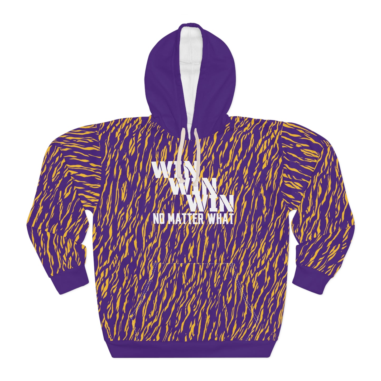 Unisex Pullover Hoodie - Zebra Print, Purple - No Matter What