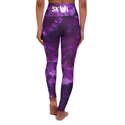 High Waisted Yoga Leggings - Purple Tie-Dye