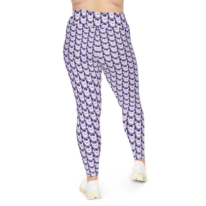 Plus Size Leggings - Purple/White Helmets