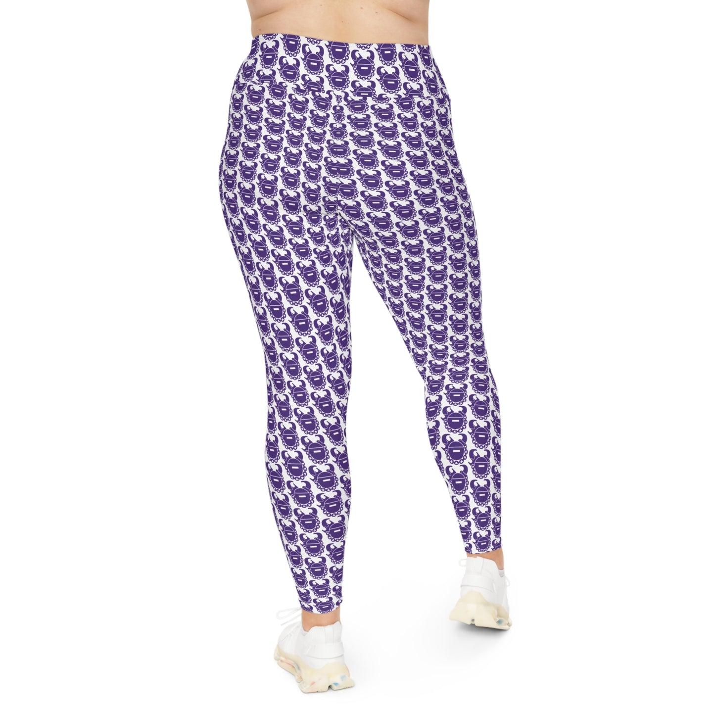 Plus Size Leggings - White/Purple Helmets