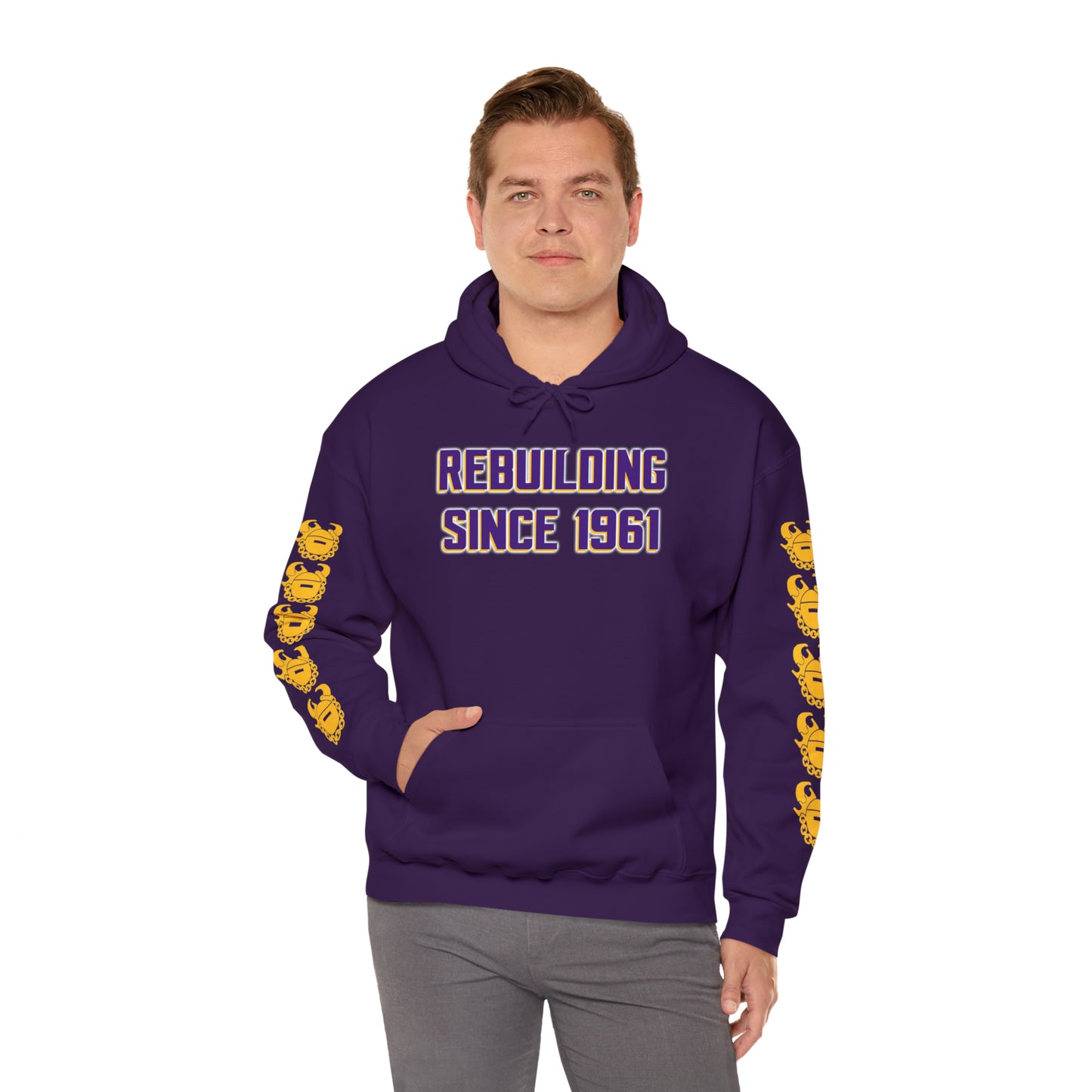 Unisex Heavy Blend™ Hooded Sweatshirt - Rebuilding Since 1961 + Game Day Helmet (Sleeves)