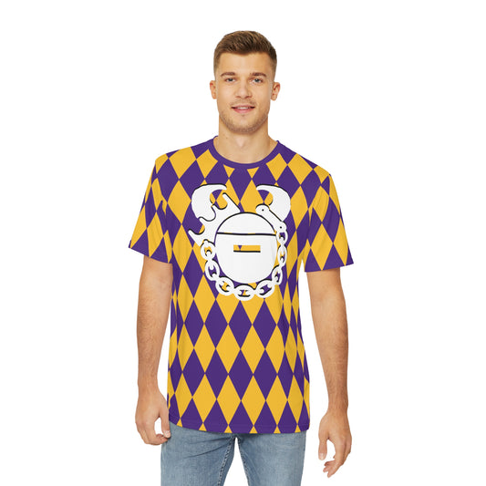 Men's Polyester Tee - Purple/Gold Diamonds - Game Day Helmet