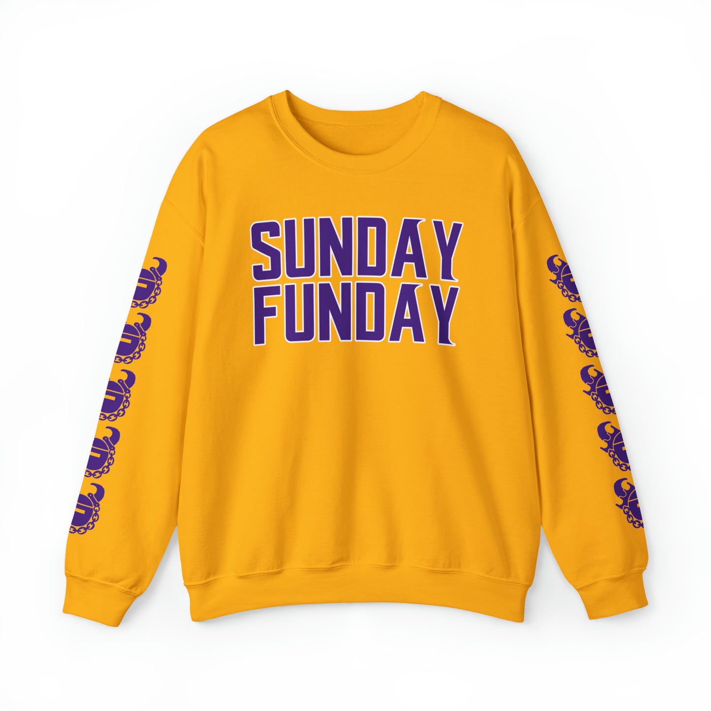 Unisex Heavy Blend™ Crewneck - SUNDAY FUNDAY + Game Day Helmet (Sleeves)