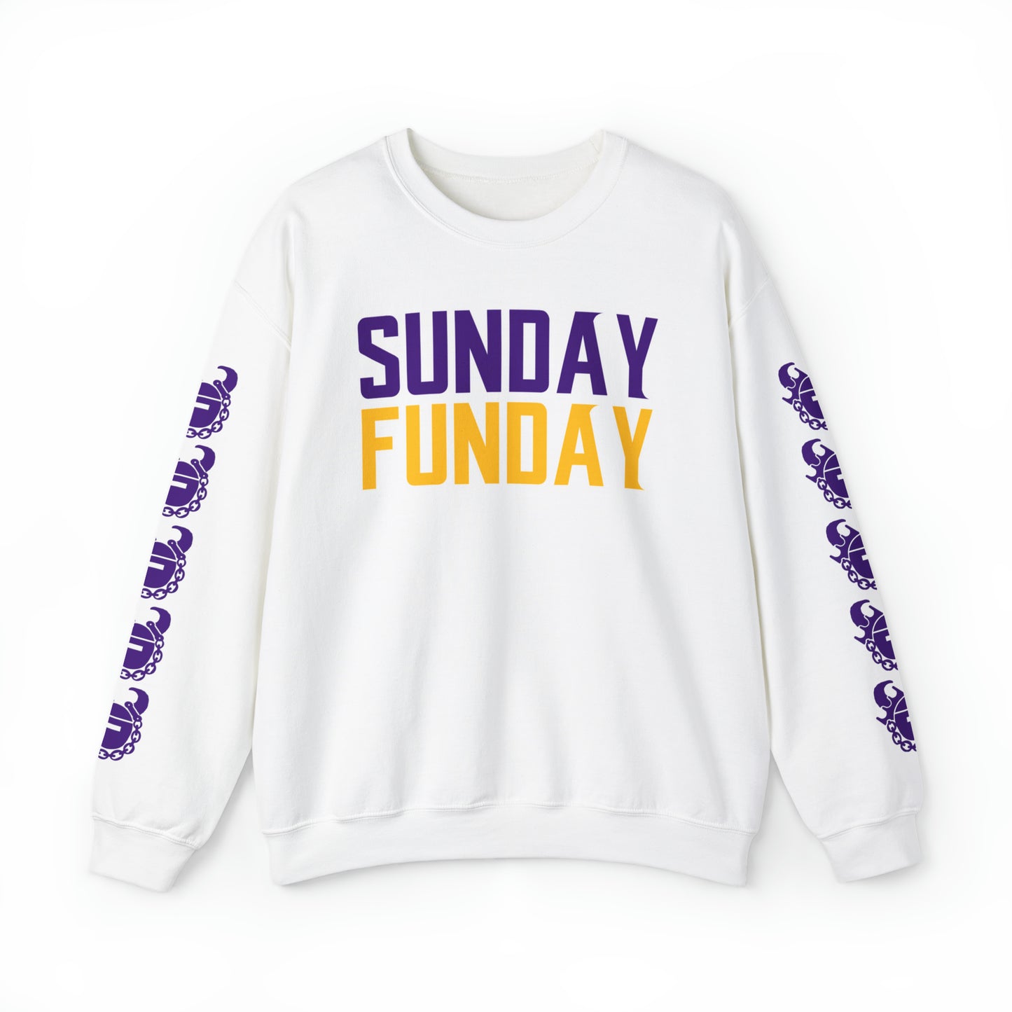 Unisex Heavy Blend™ Crewneck - SUNDAY FUNDAY + Game Day Helmet (Sleeves)