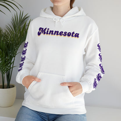 Unisex Heavy Blend™ Hooded Sweatshirt - Minnesota (Retro) + Game Day Helmet (Sleeves)