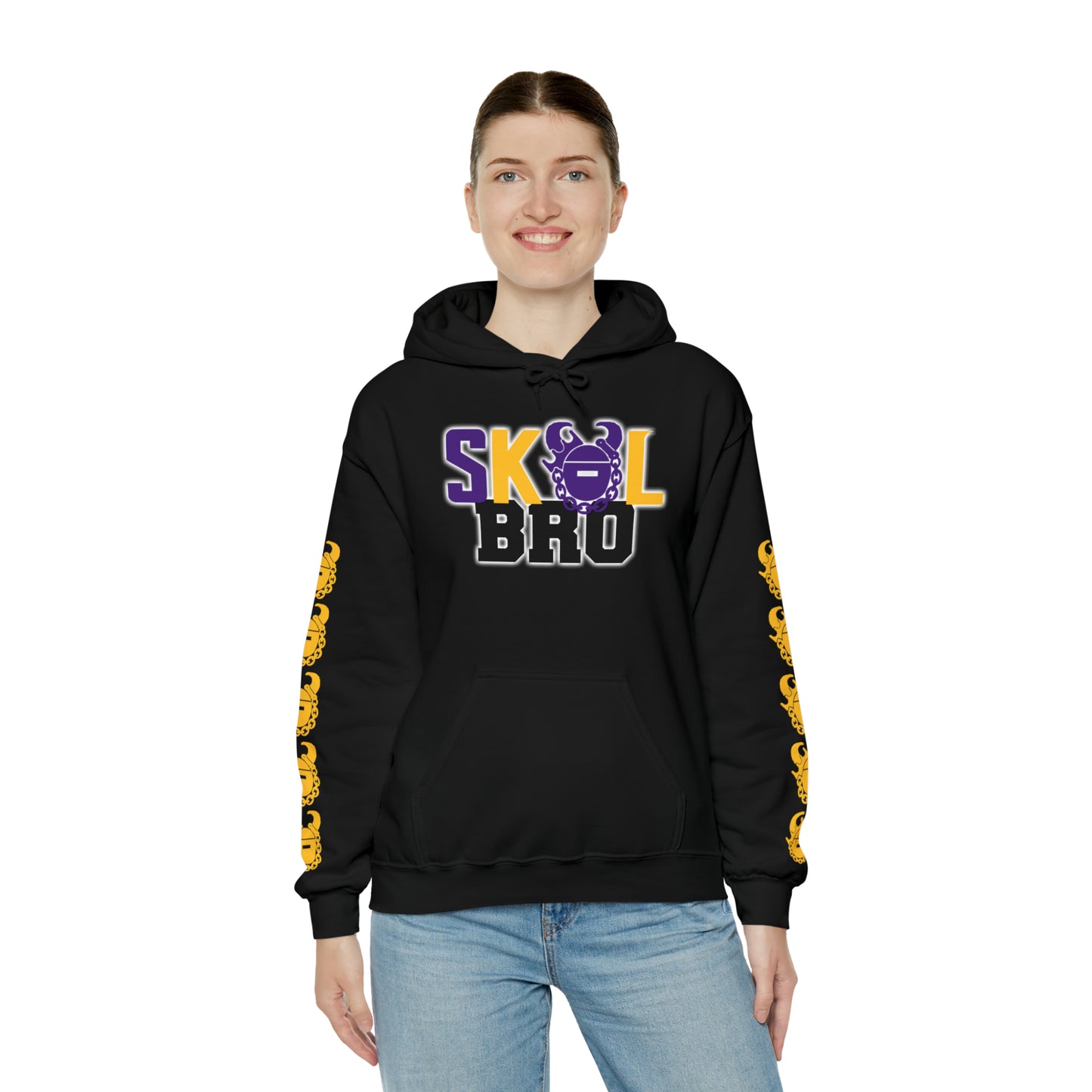 Unisex Heavy Blend™ Hooded Sweatshirt - BRO! + Game Day Helmet (Sleeves)