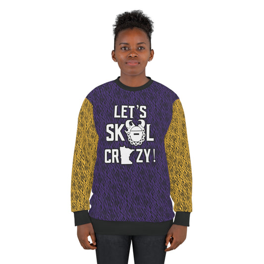 Unisex Crewneck - Purple & Gold Zebra Print - Let's go Crazy!